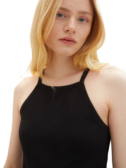 Denim Tom Tailor Deep Black Women Ribbed Tank Top SKU: 1035368_14482 Image 05