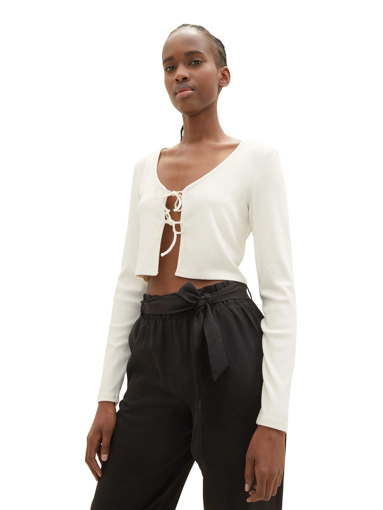 Denim Tom Tailor Gardenia White Women Ribbed Bolero T-Shirt SKU: 1035373_10348 Image 01