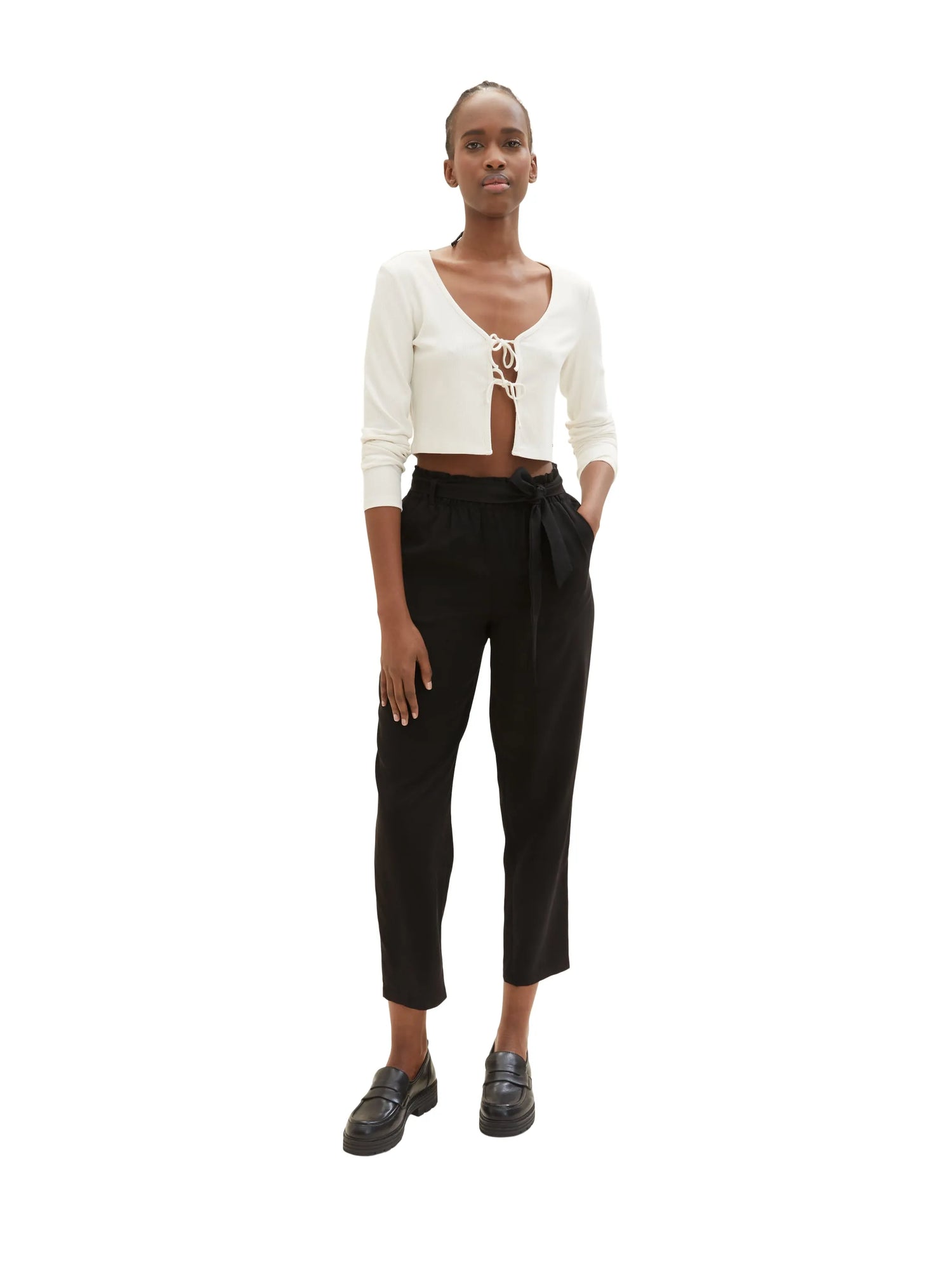 Denim Tom Tailor Gardenia White Women Ribbed Bolero T-Shirt SKU: 1035373_10348 Image 02