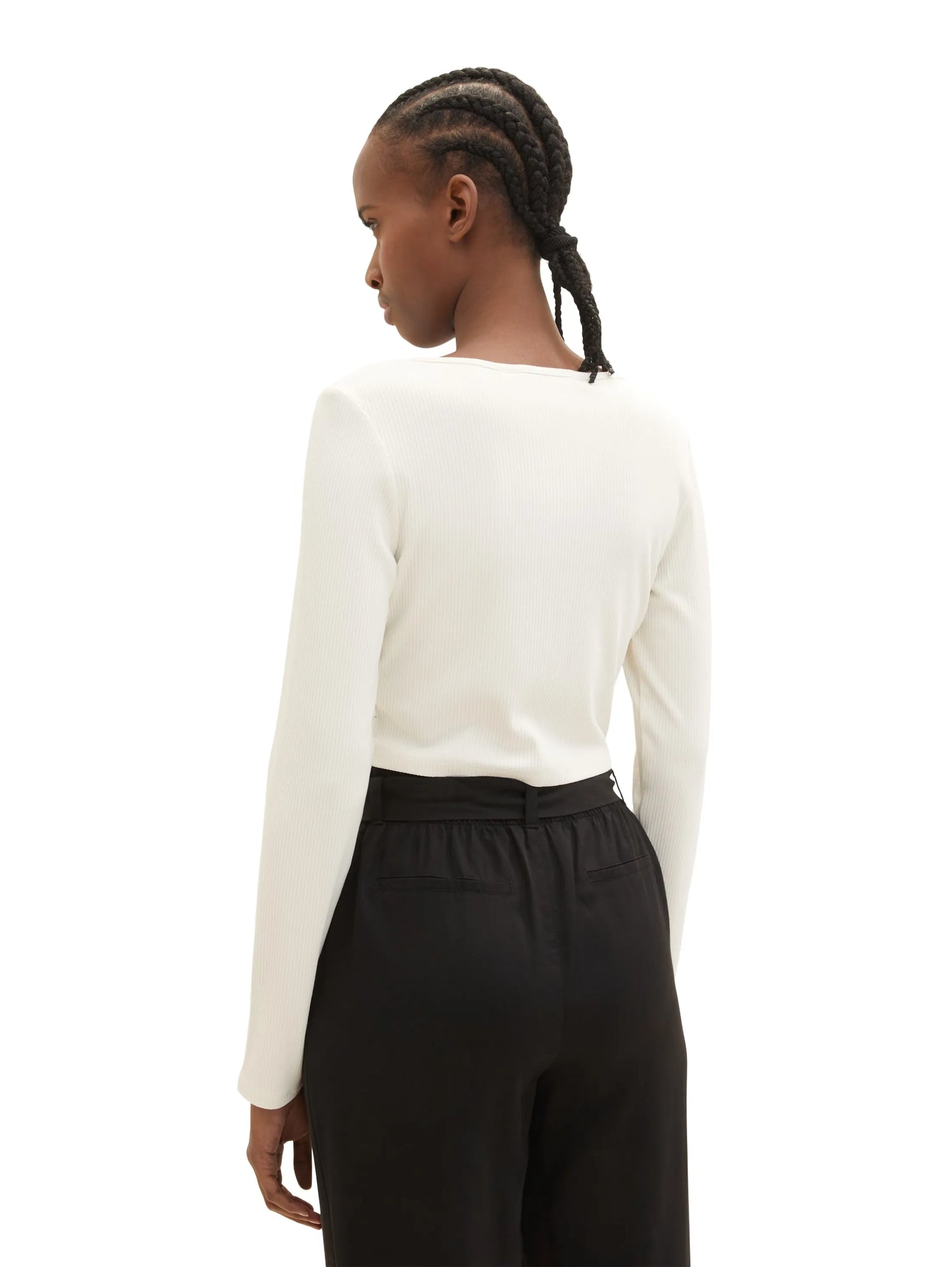 Denim Tom Tailor Gardenia White Women Ribbed Bolero T-Shirt SKU: 1035373_10348 Image 03