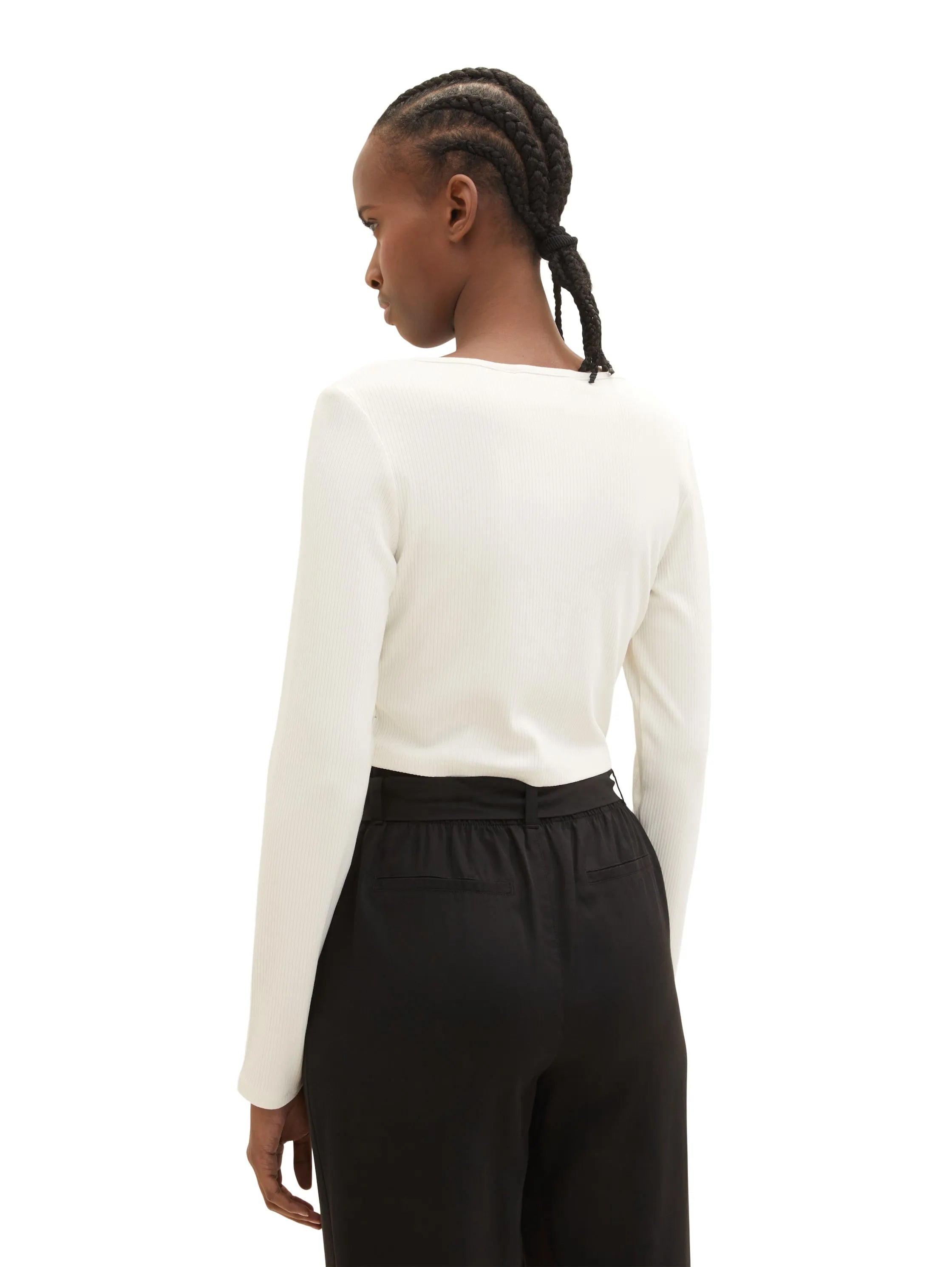 Denim Tom Tailor Gardenia White Women Ribbed Bolero T-Shirt SKU: 1035373_10348 Image 03