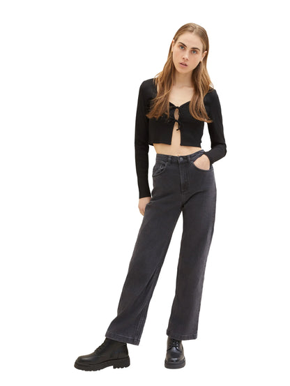 Denim Tom Tailor Deep Black Women Ribbed Bolero T-Shirt SKU: 1035373_14482 Image 03