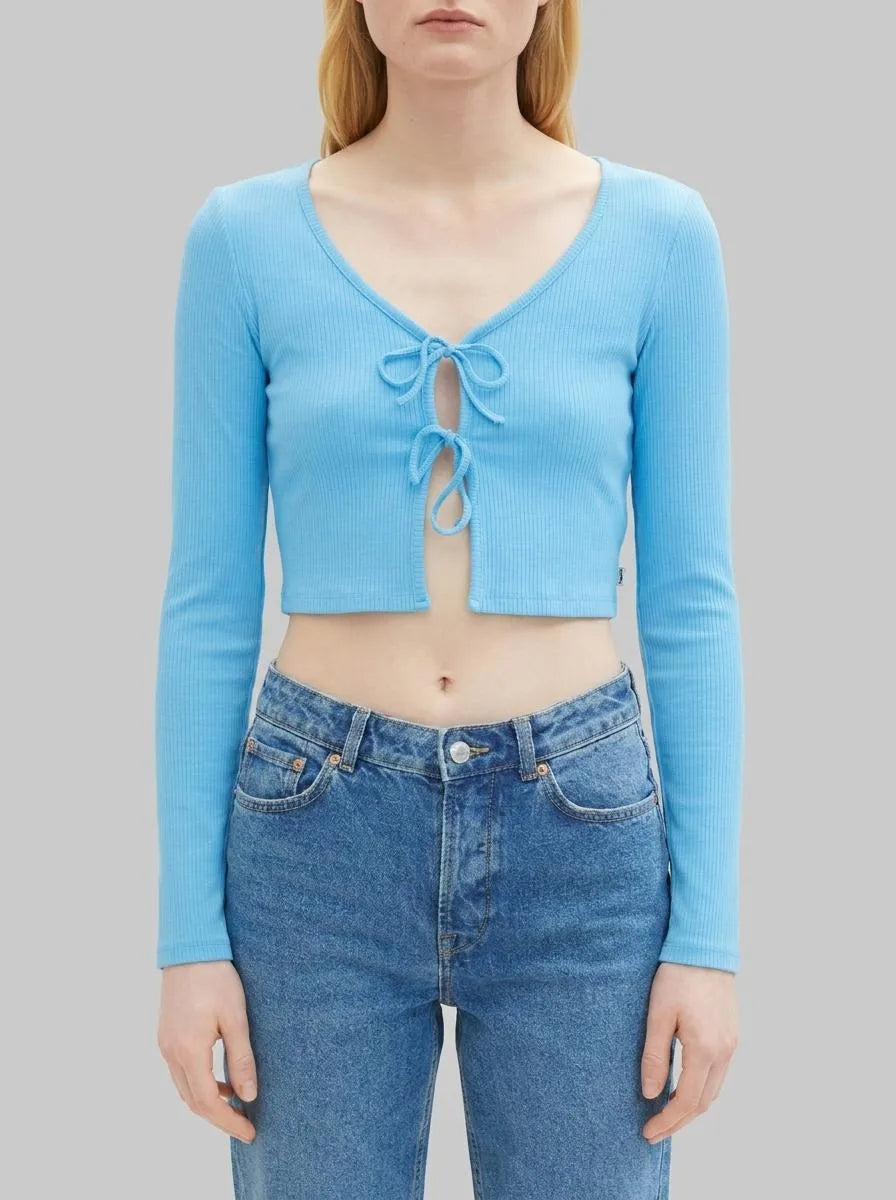Denim Tom Tailor Rainy Sky Blue Women Ribbed Bolero T-Shirt SKU: 1035373_18395 Image 00