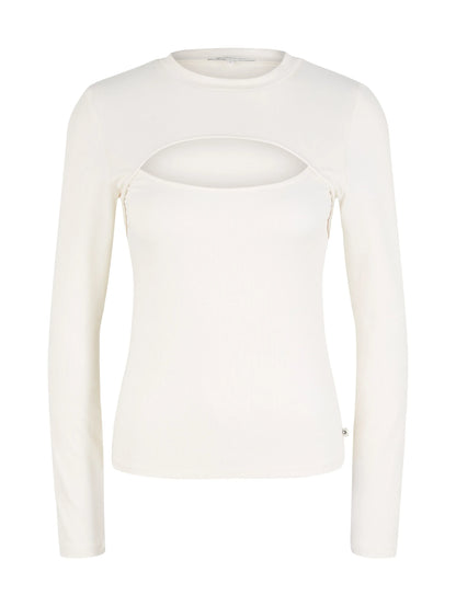 Denim Tom Tailor Gardenia White Women Long-Sleeved Shirt with a Cut-Out SKU: 1035376_10348 Image 07