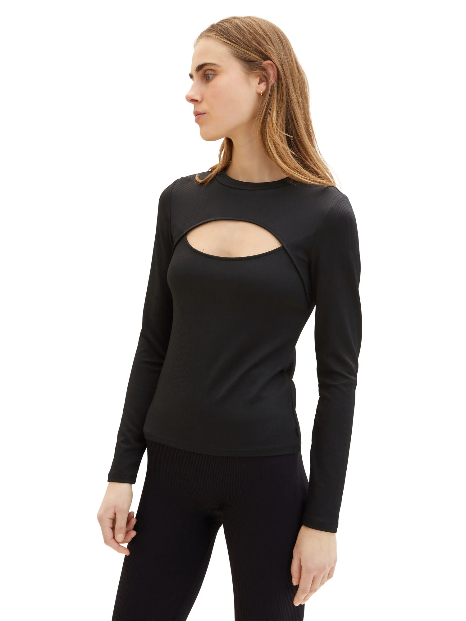 Denim Tom Tailor Deep Black Women Long-Sleeved Shirt with a Cut-Out SKU: 1035376_14482 Image 04