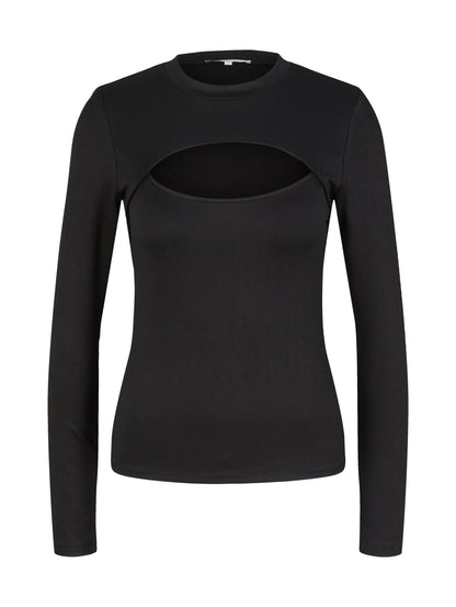 Denim Tom Tailor Deep Black Women Long-Sleeved Shirt with a Cut-Out SKU: 1035376_14482 Image 07