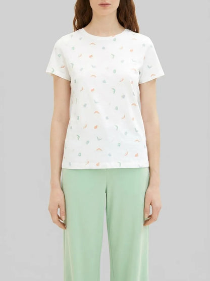Tom Tailor Offwhite Abstract Dot Print Women T-Shirt with a Print SKU: 1035378_31577 Image 00