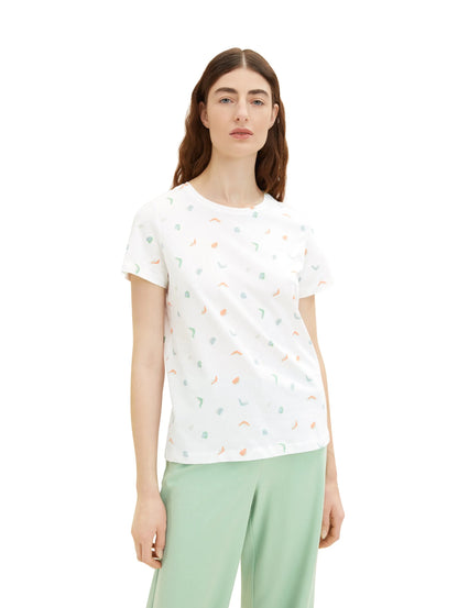 Tom Tailor Offwhite Abstract Dot Print Women T-Shirt with a Print SKU: 1035378_31577 Image 04