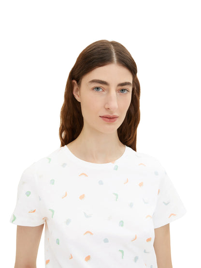 Tom Tailor Offwhite Abstract Dot Print Women T-Shirt with a Print SKU: 1035378_31577 Image 05
