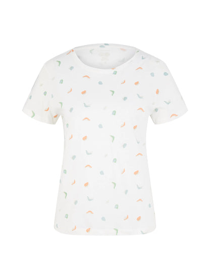 Tom Tailor Offwhite Abstract Dot Print Women T-Shirt with a Print SKU: 1035378_31577 Image 07