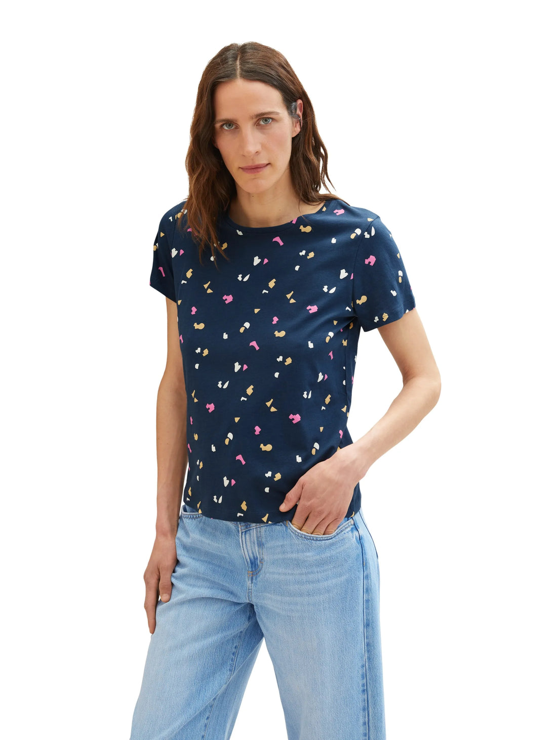 Tom Tailor Navy Geo Shapes Design Women T-Shirt with a Print SKU: 1035378_31790 Image 01
