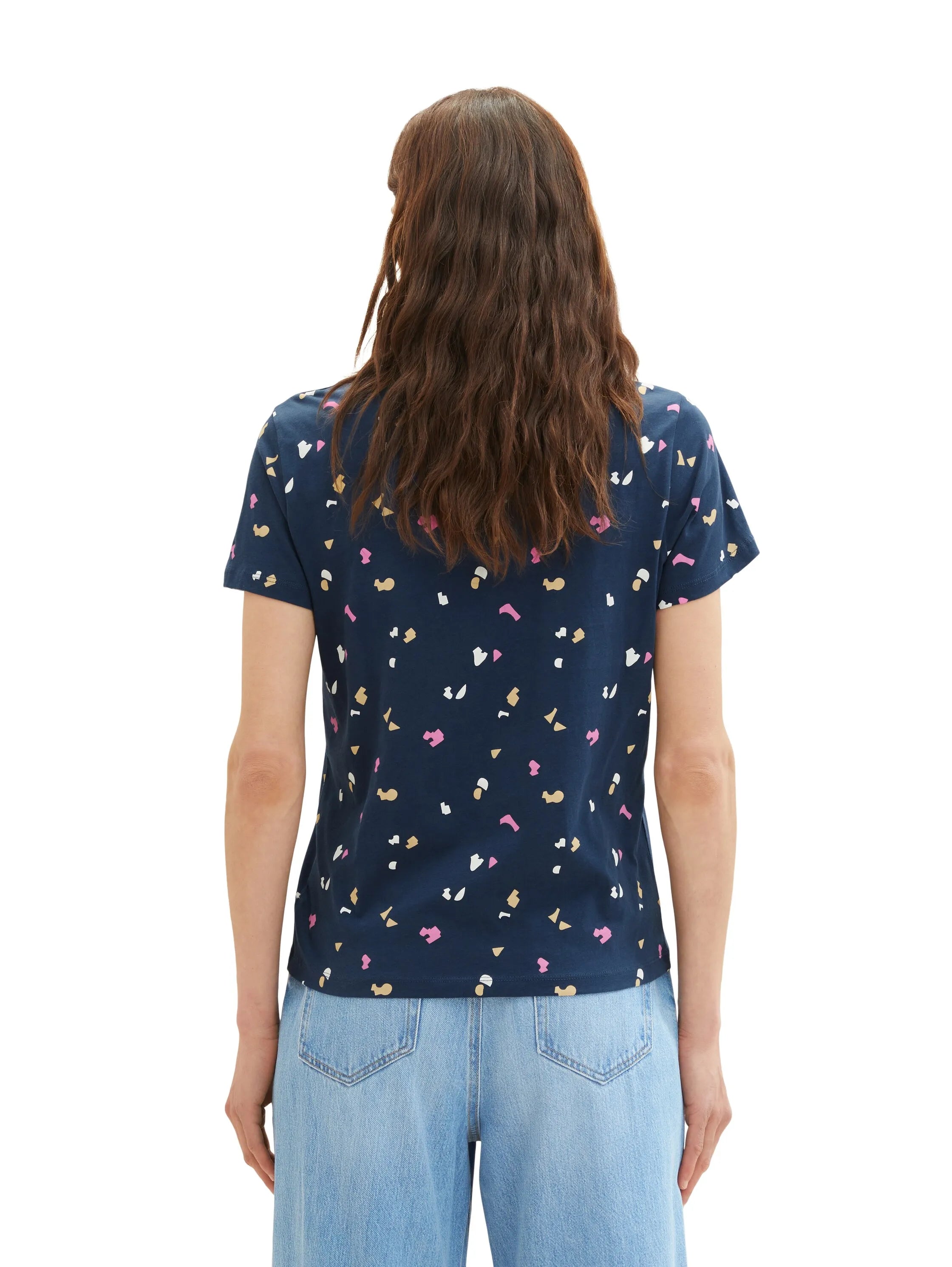 Tom Tailor Navy Geo Shapes Design Women T-Shirt with a Print SKU: 1035378_31790 Image 03