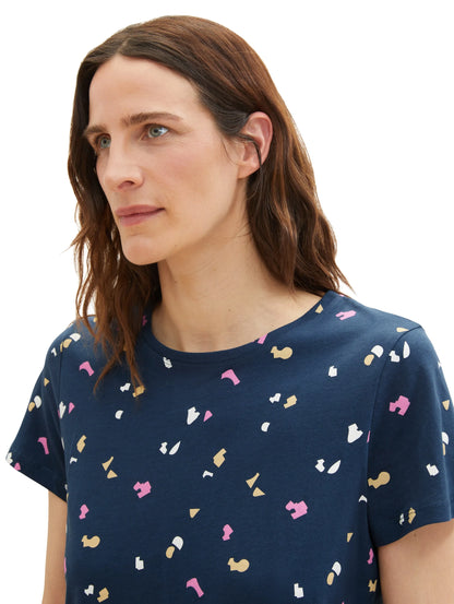 Tom Tailor Navy Geo Shapes Design Women T-Shirt with a Print SKU: 1035378_31790 Image 04