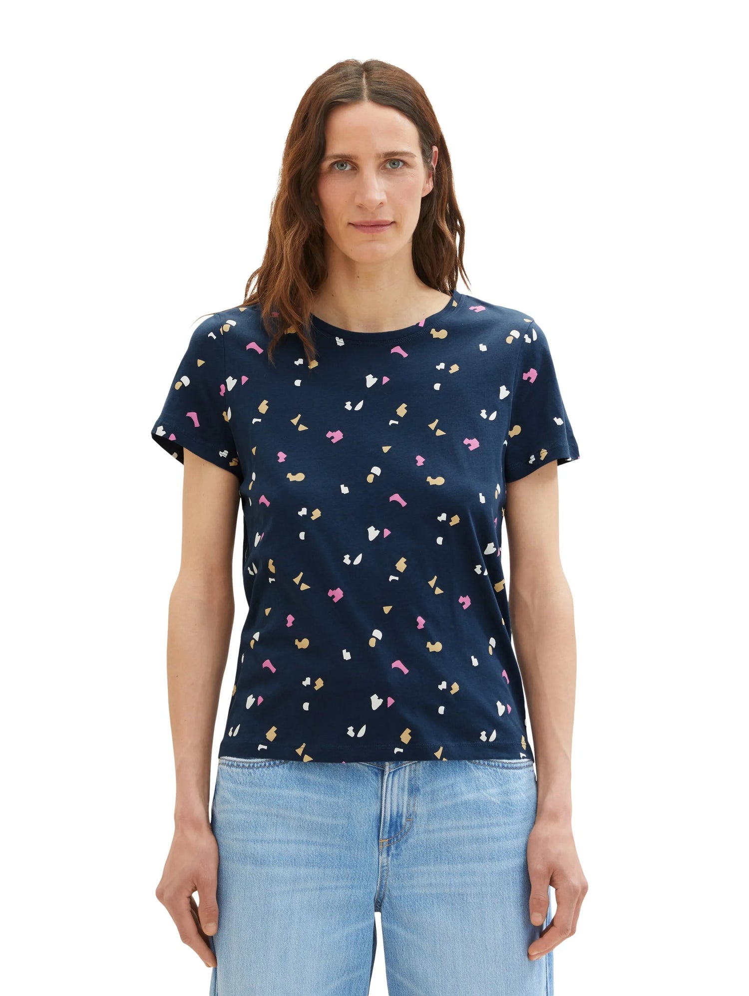 Tom Tailor Navy Geo Shapes Design Women T-Shirt with a Print SKU: 1035378_31790 Image 05