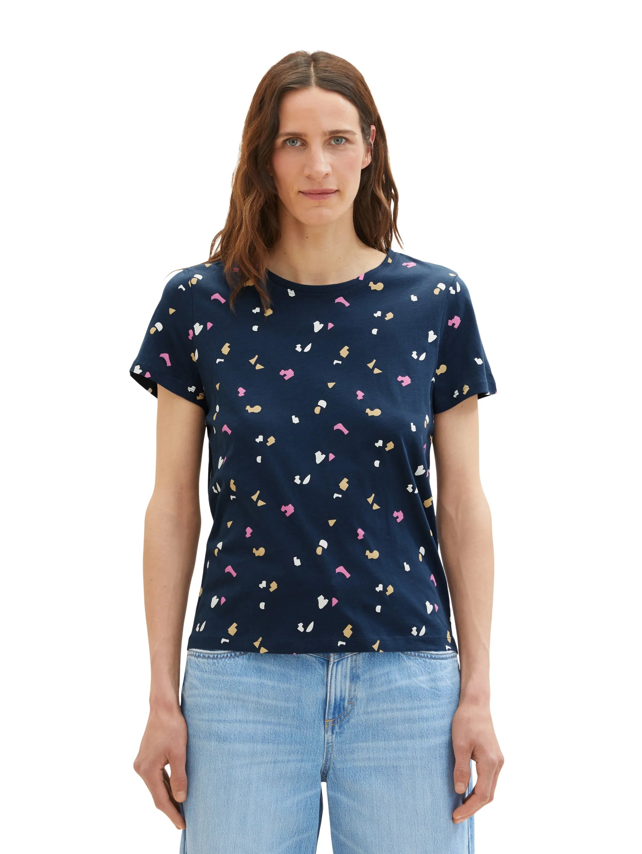 Tom Tailor Navy Geo Shapes Design Women T-Shirt with a Print SKU: 1035378_31790 Image 05