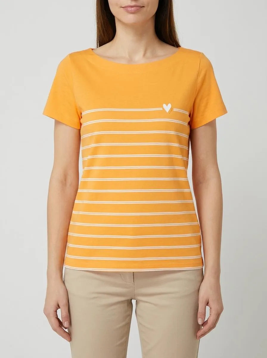 Tom Tailor Bright Mango Orange Women T-Shirt Boat Neck SKU: 1035381_29751 Image 00