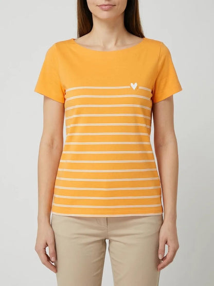 Tom Tailor Bright Mango Orange Women T-Shirt Boat Neck SKU: 1035381_29751 Image 00