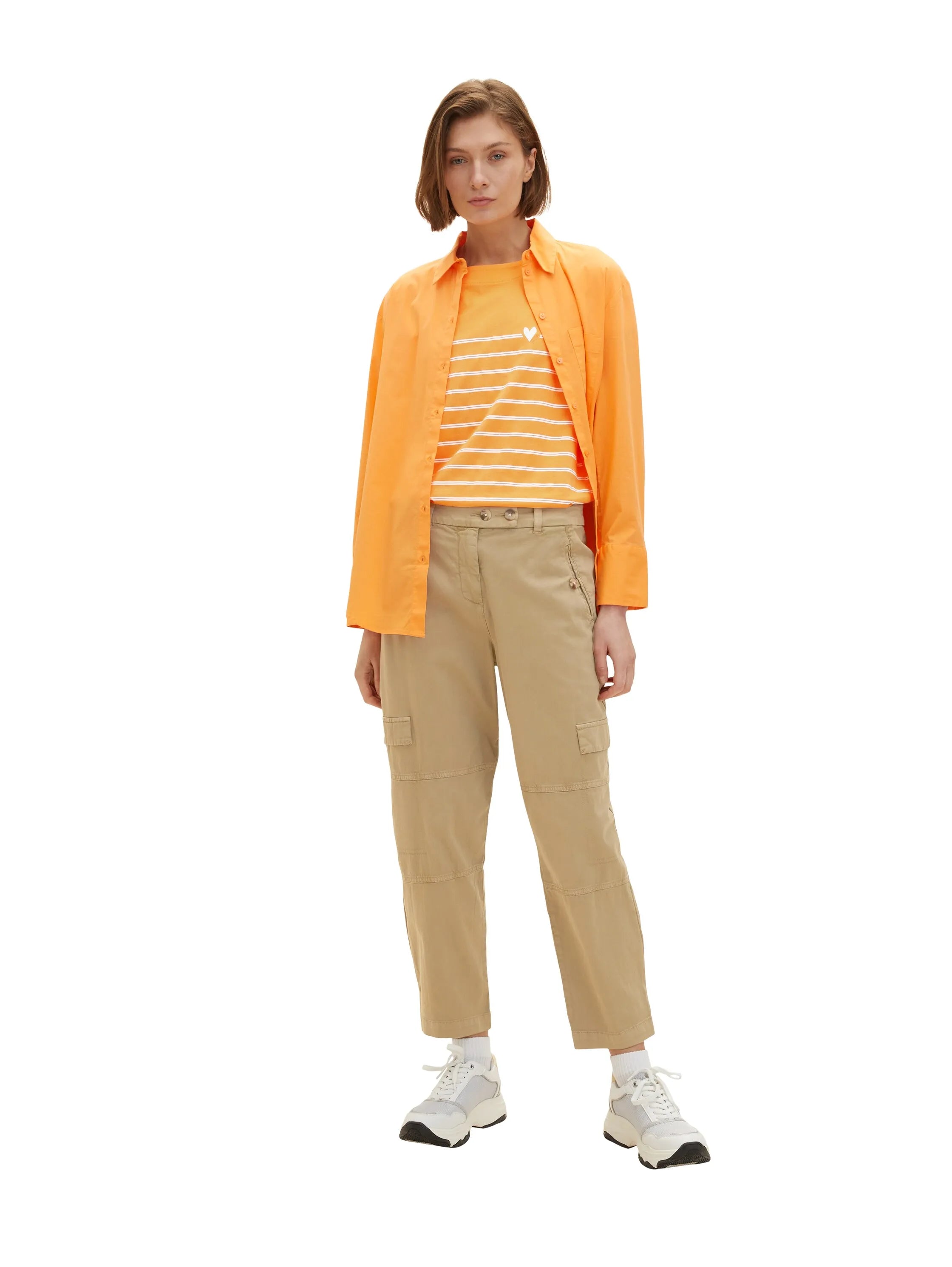 Tom Tailor Bright Mango Orange Women T-Shirt Boat Neck SKU: 1035381_29751 Image 02