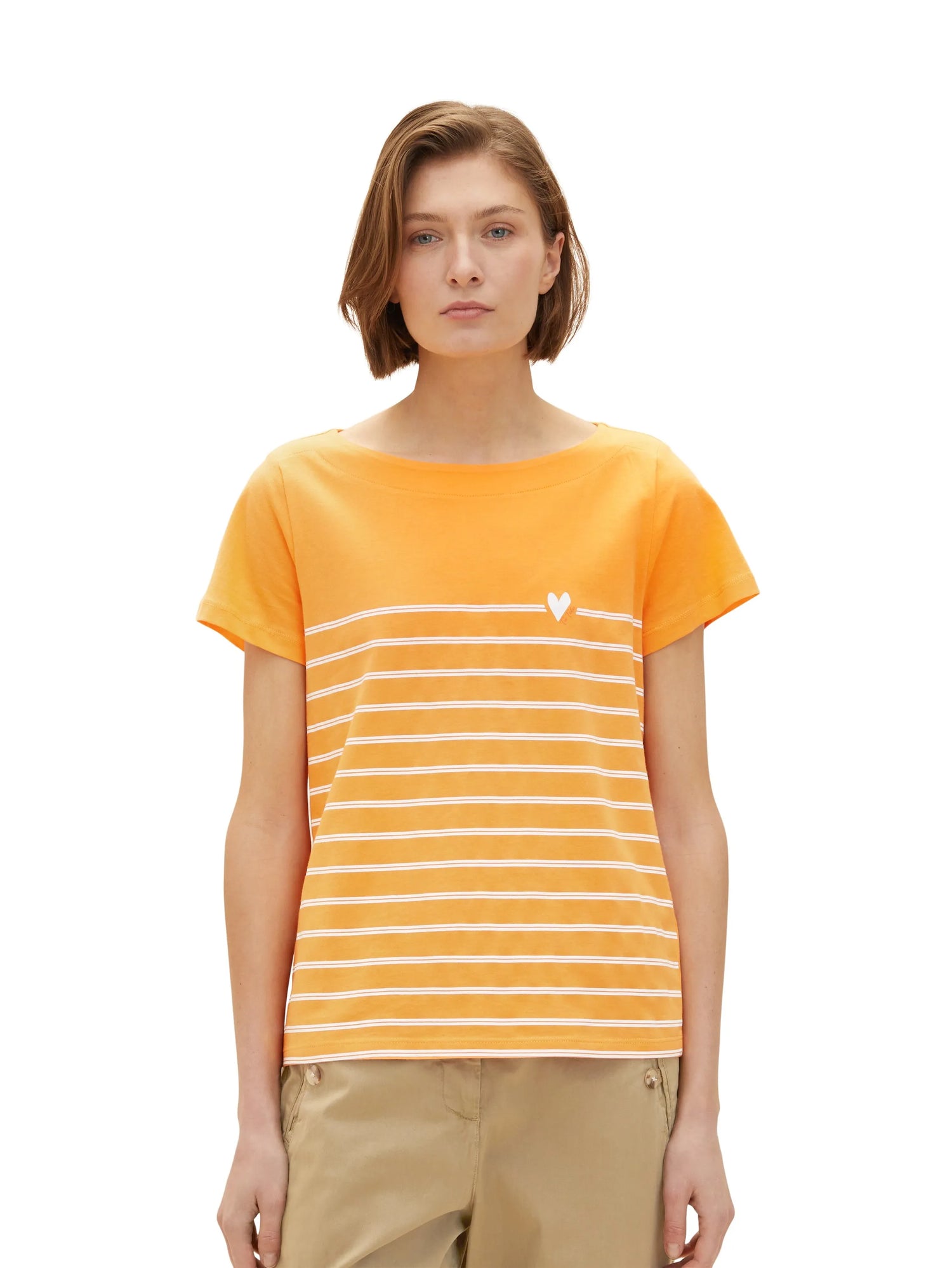 Tom Tailor Bright Mango Orange Women T-Shirt Boat Neck SKU: 1035381_29751 Image 04