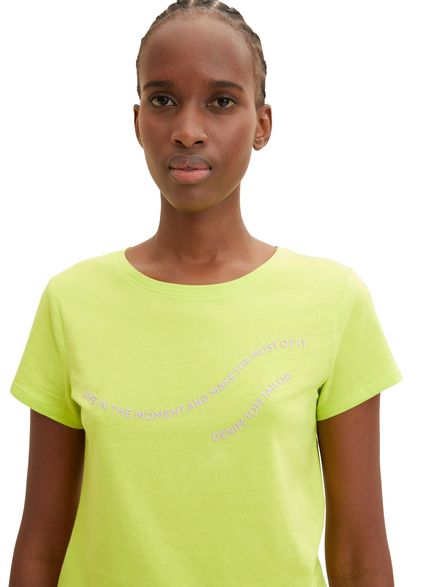 Denim Tom Tailor Neon Lime Women T-Shirt with a Text Print SKU: 1035383_24702 Image 04