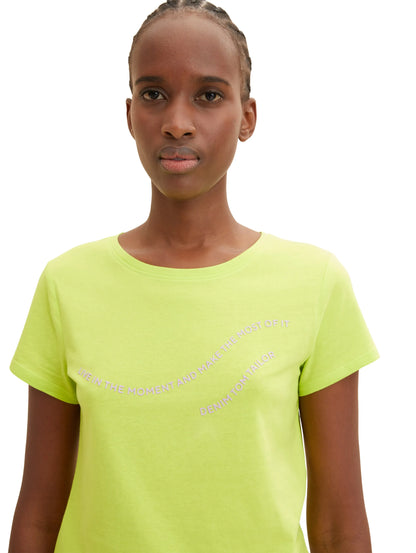 Denim Tom Tailor Neon Lime Women T-Shirt with a Text Print SKU: 1035383_24702 Image 04