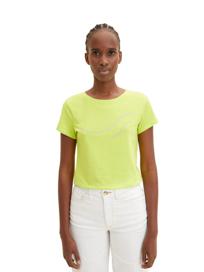 Denim Tom Tailor Neon Lime Women T-Shirt with a Text Print SKU: 1035383_24702 Image 05