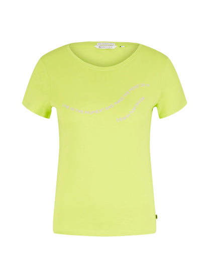 Denim Tom Tailor Neon Lime Women T-Shirt with a Text Print SKU: 1035383_24702 Image 07