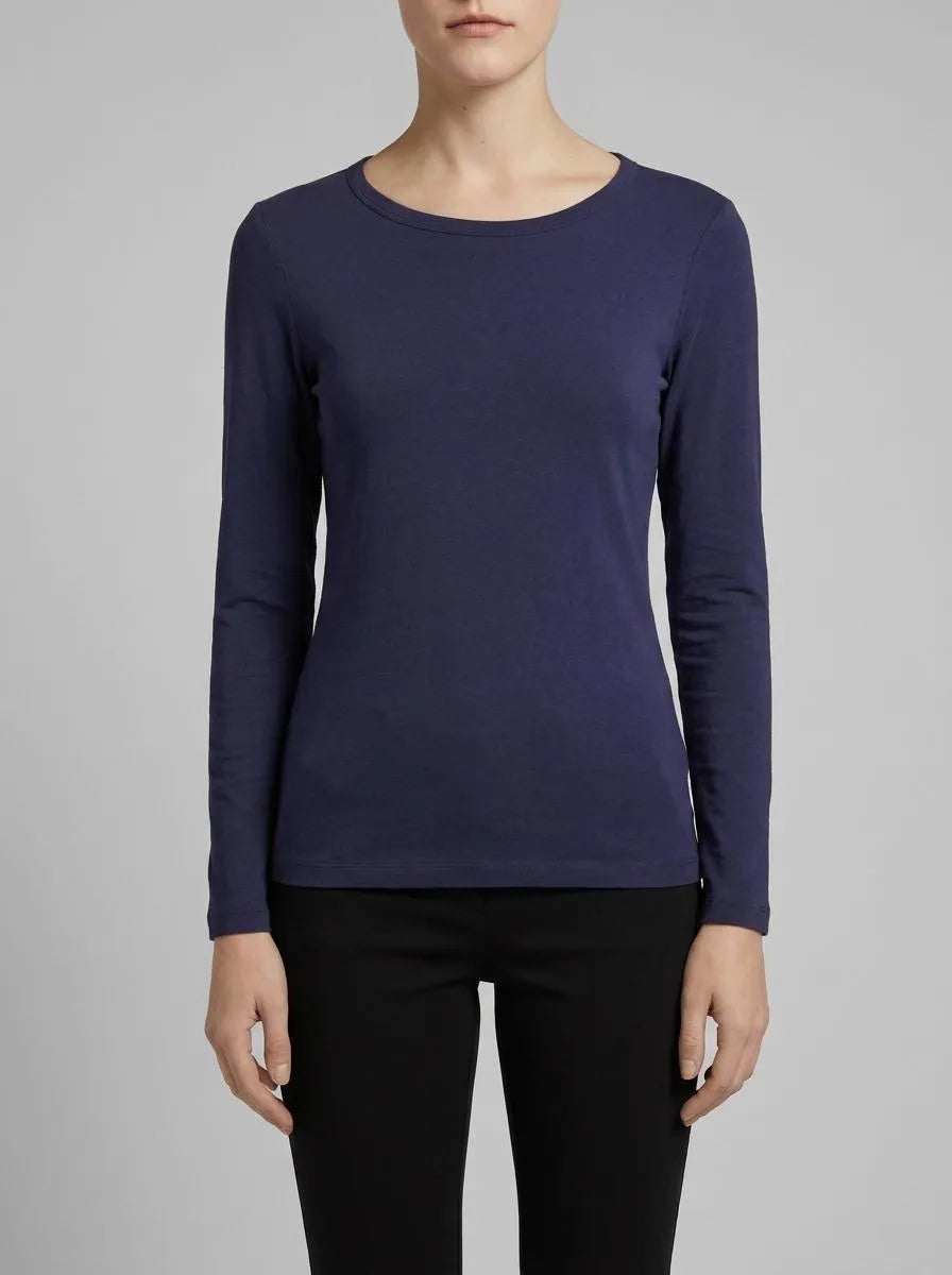 Tom Tailor Atlantic Ocean Blue Women Basic Long-Sleeved Shirt SKU: 1035396_11331 Image 00