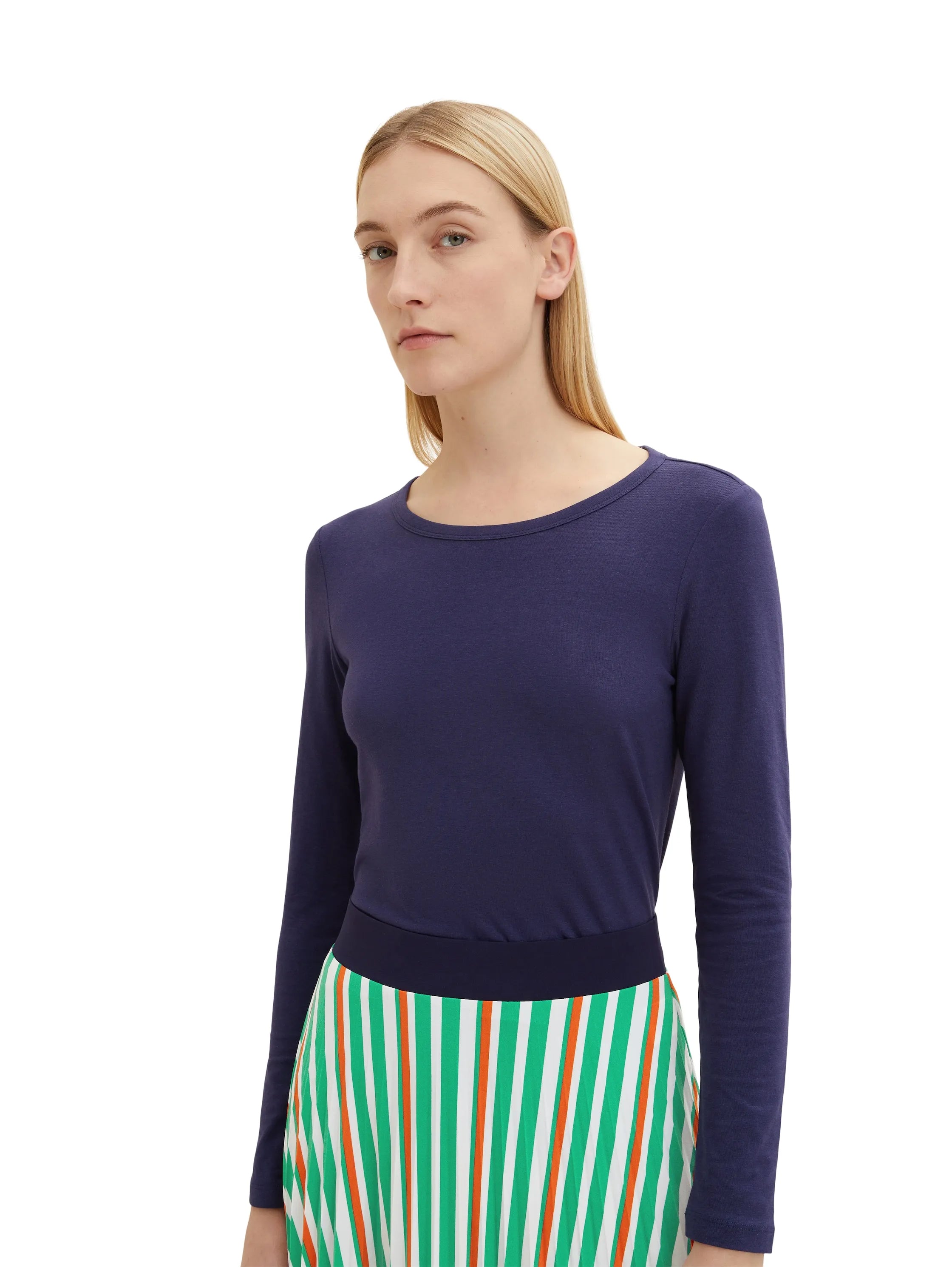 Tom Tailor Atlantic Ocean Blue Women Basic Long-Sleeved Shirt SKU: 1035396_11331 Image 04