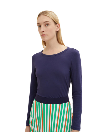 Tom Tailor Atlantic Ocean Blue Women Basic Long-Sleeved Shirt SKU: 1035396_11331 Image 04