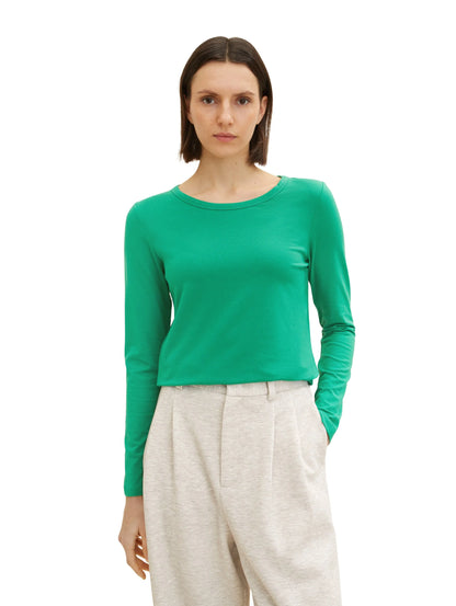 Tom Tailor Vivid Leaf Green Women Basic Long-Sleeved Shirt SKU: 1035396_31032 Image 05