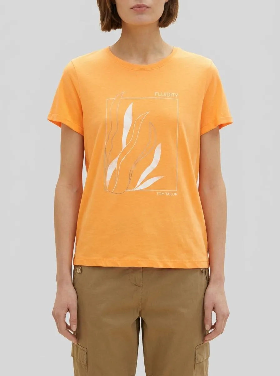 Tom Tailor Bright Mango Orange Women T-Shirt with a Print SKU: 1035470_29751 Image 00