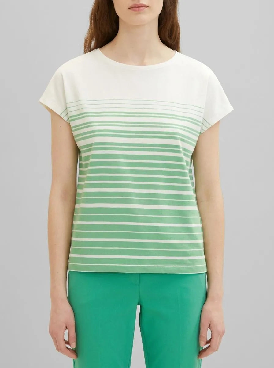 Tom Tailor Green Gradient Stripe Women Striped T-Shirt SKU: 1035480_31329 Image 00