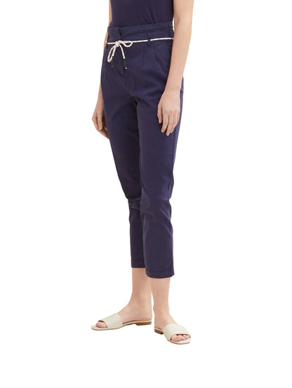 Tom Tailor Atlantic Ocean Blue Women Paperbag Trousers with Darts SKU: 1035503_11331 Image 01