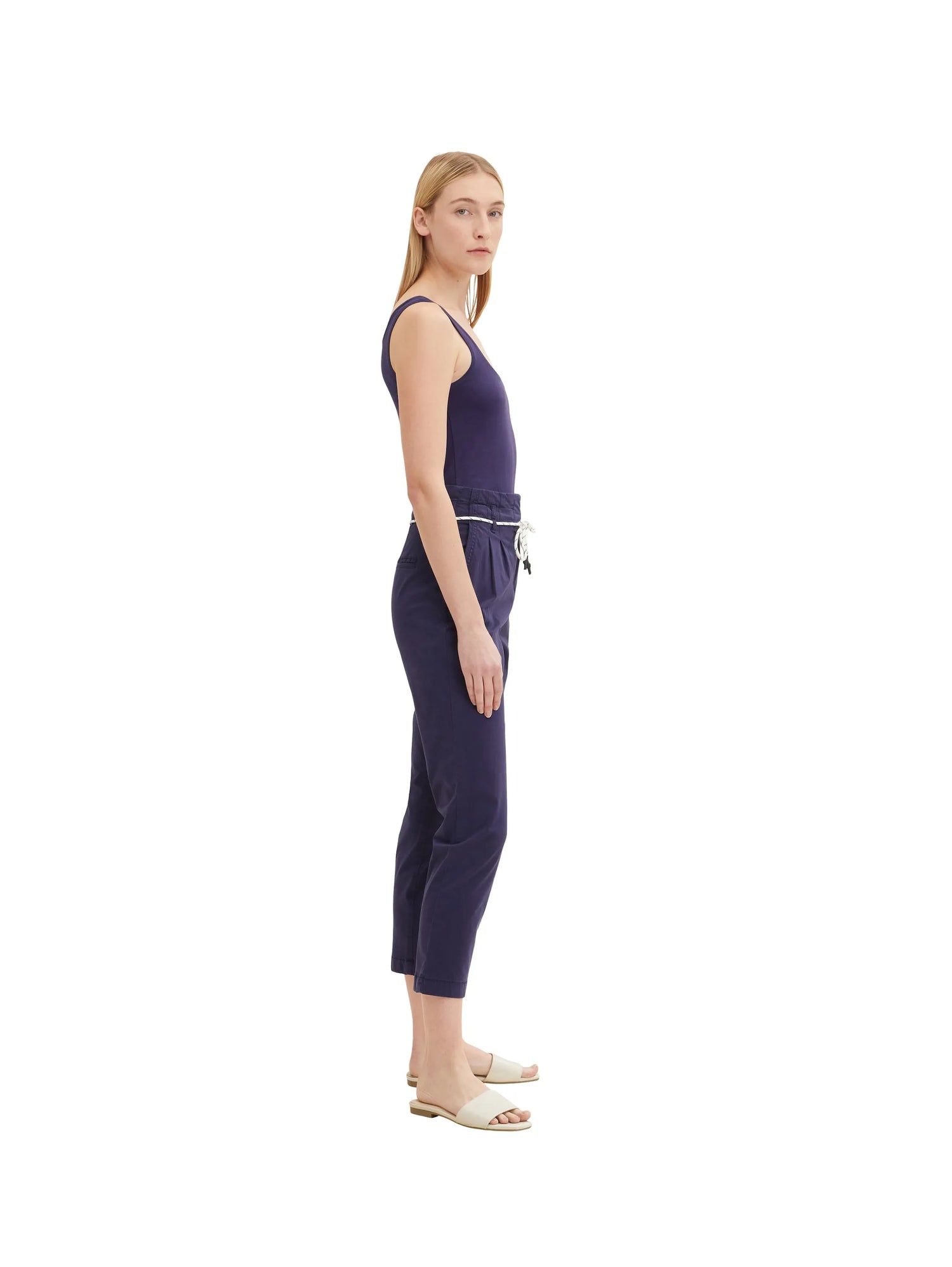 Tom Tailor Atlantic Ocean Blue Women Paperbag Trousers with Darts SKU: 1035503_11331 Image 02