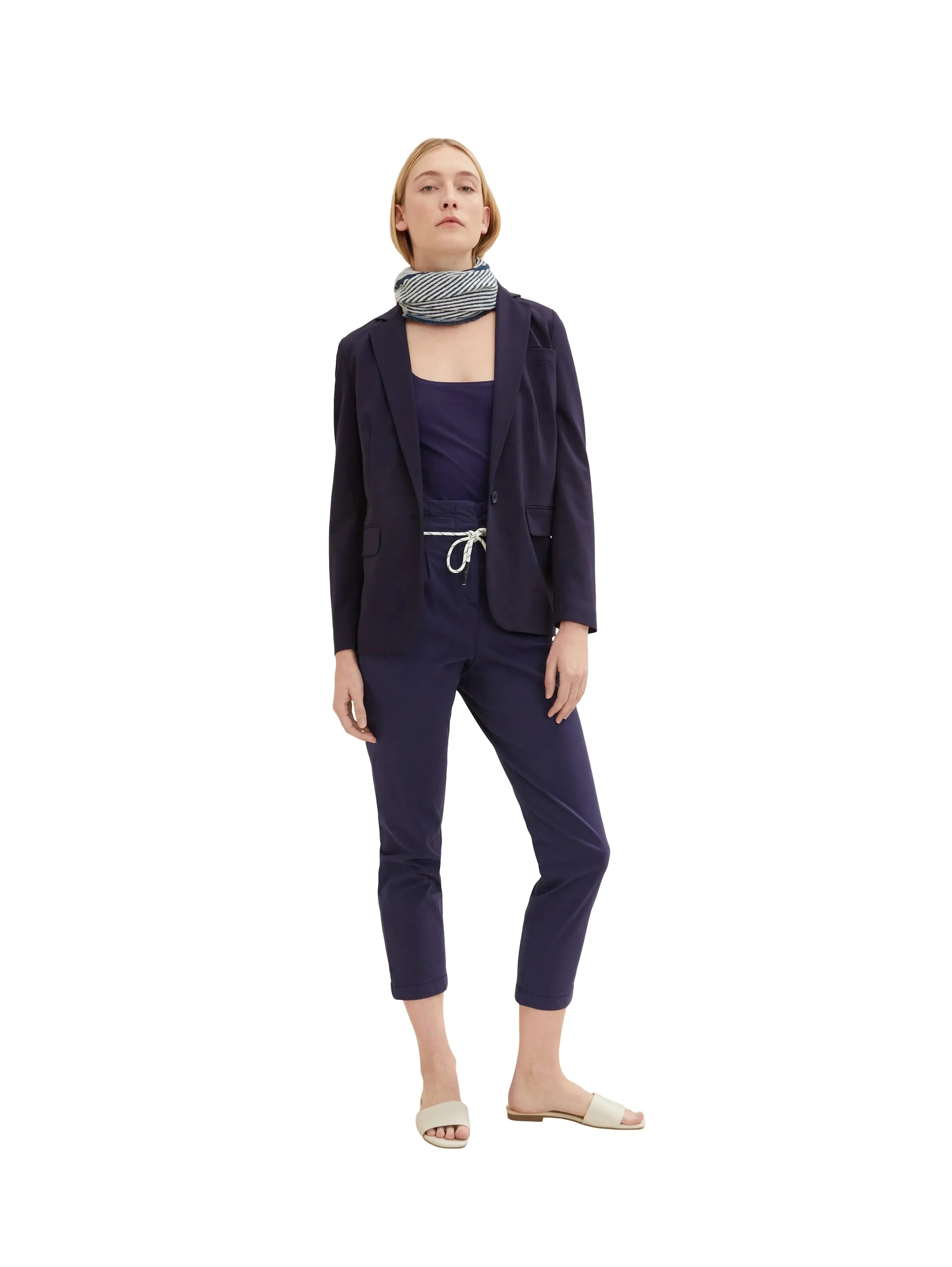 Tom Tailor Atlantic Ocean Blue Women Paperbag Trousers with Darts SKU: 1035503_11331 Image 03