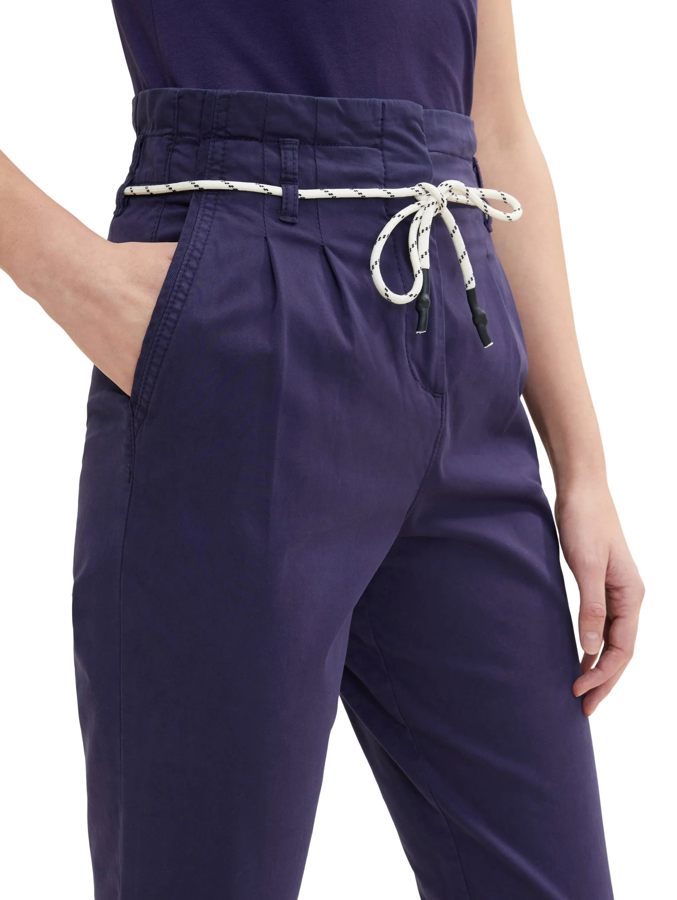 Tom Tailor Atlantic Ocean Blue Women Paperbag Trousers with Darts SKU: 1035503_11331 Image 06