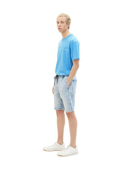 Denim Tom Tailor Used Light Stone Blue Denim Men Denim Shorts with an Elastic Waistband SKU: 1035516_10118 Image 02