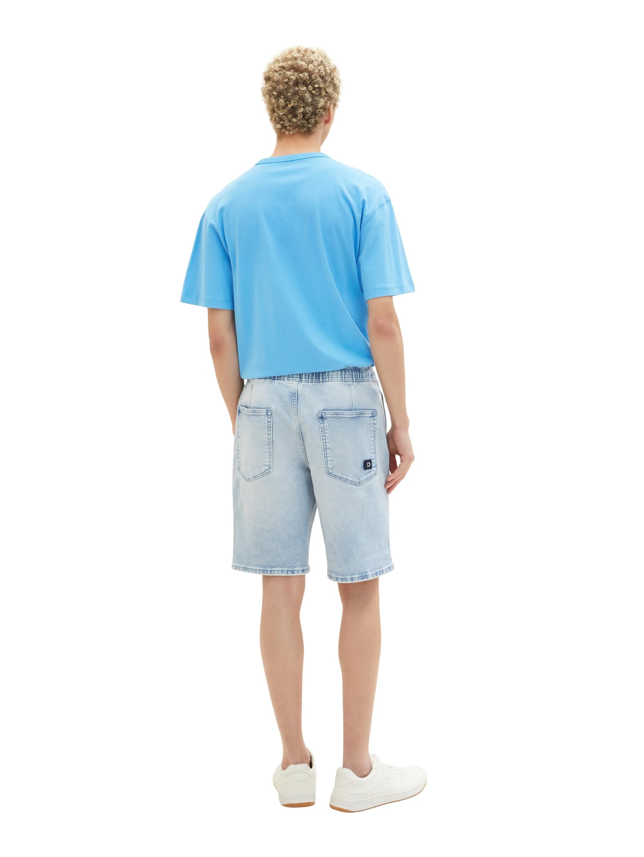 Denim Tom Tailor Used Light Stone Blue Denim Men Denim Shorts with an Elastic Waistband SKU: 1035516_10118 Image 04