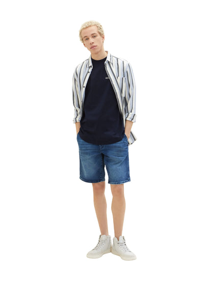Denim Tom Tailor Tinted Blue Denim Men Denim Shorts with an Elastic Waistband SKU: 1035516_10127 Image 05