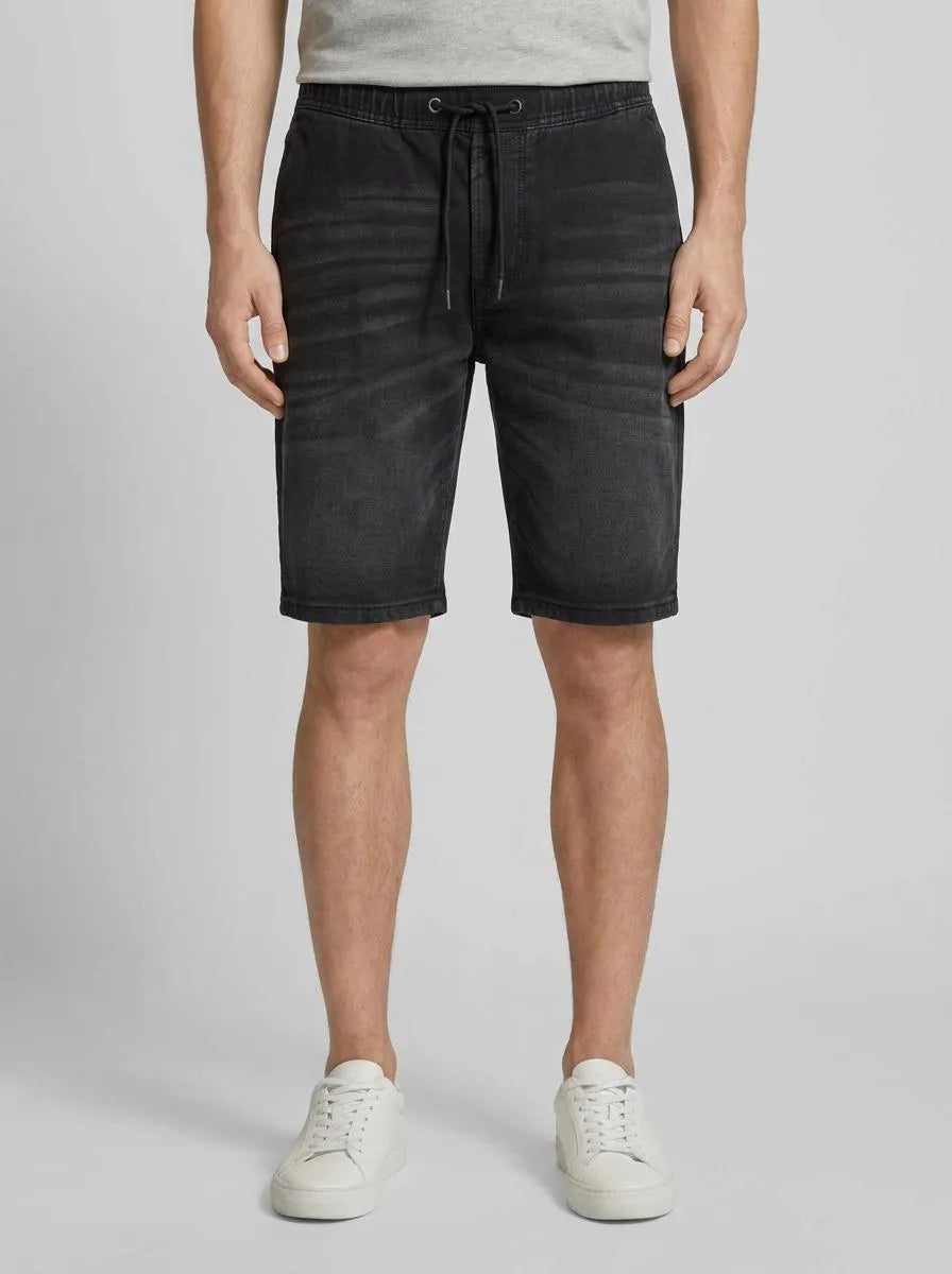 Denim Tom Tailor Used Dark Stone Black Denim Men Denim Shorts with an Elastic Waistband SKU: 1035516_10250 Image 00