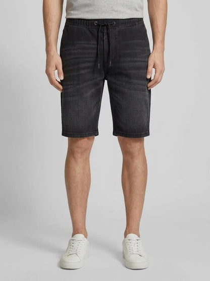 Denim Tom Tailor Used Dark Stone Black Denim Men Denim Shorts with an Elastic Waistband SKU: 1035516_10250 Image 00