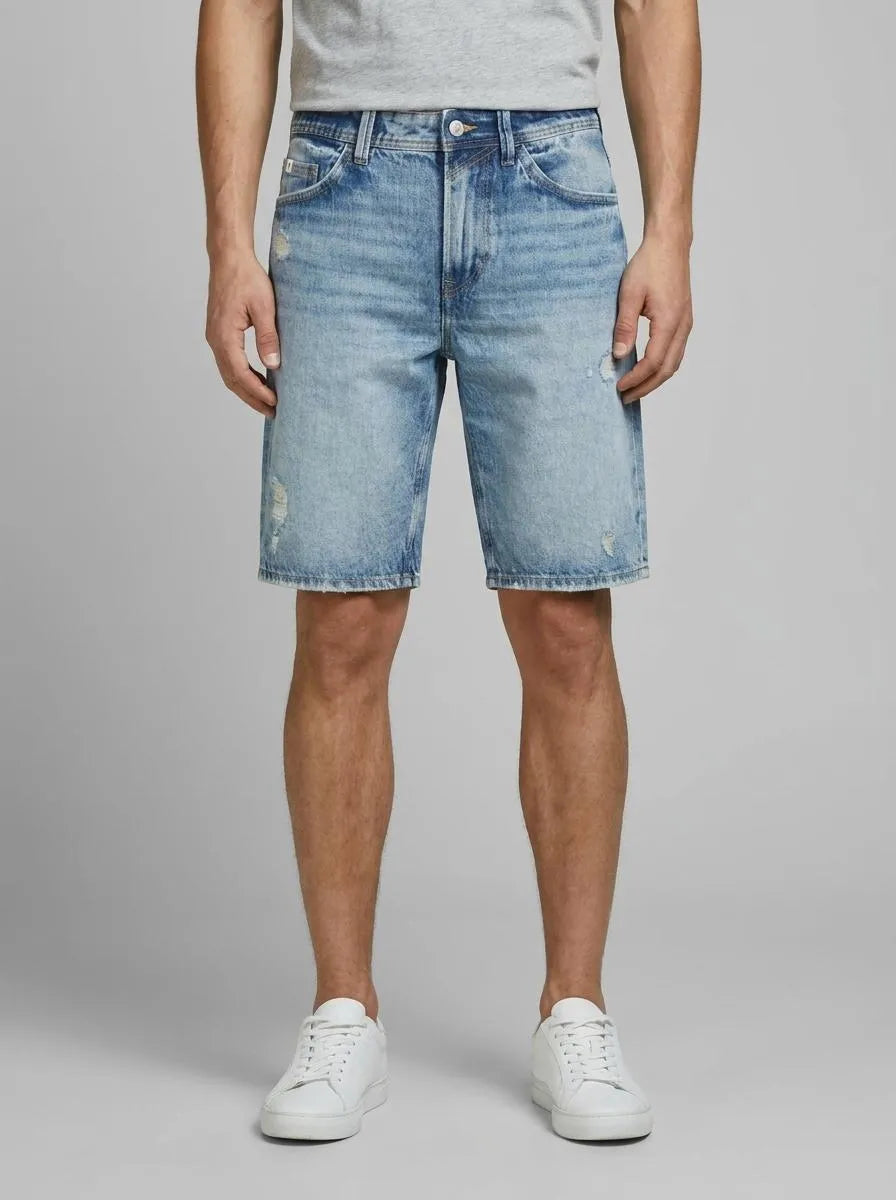 Denim Tom Tailor Destroyed Light Stone Blue Den Men Denim Shorts SKU: 1035518_10122 Image 00