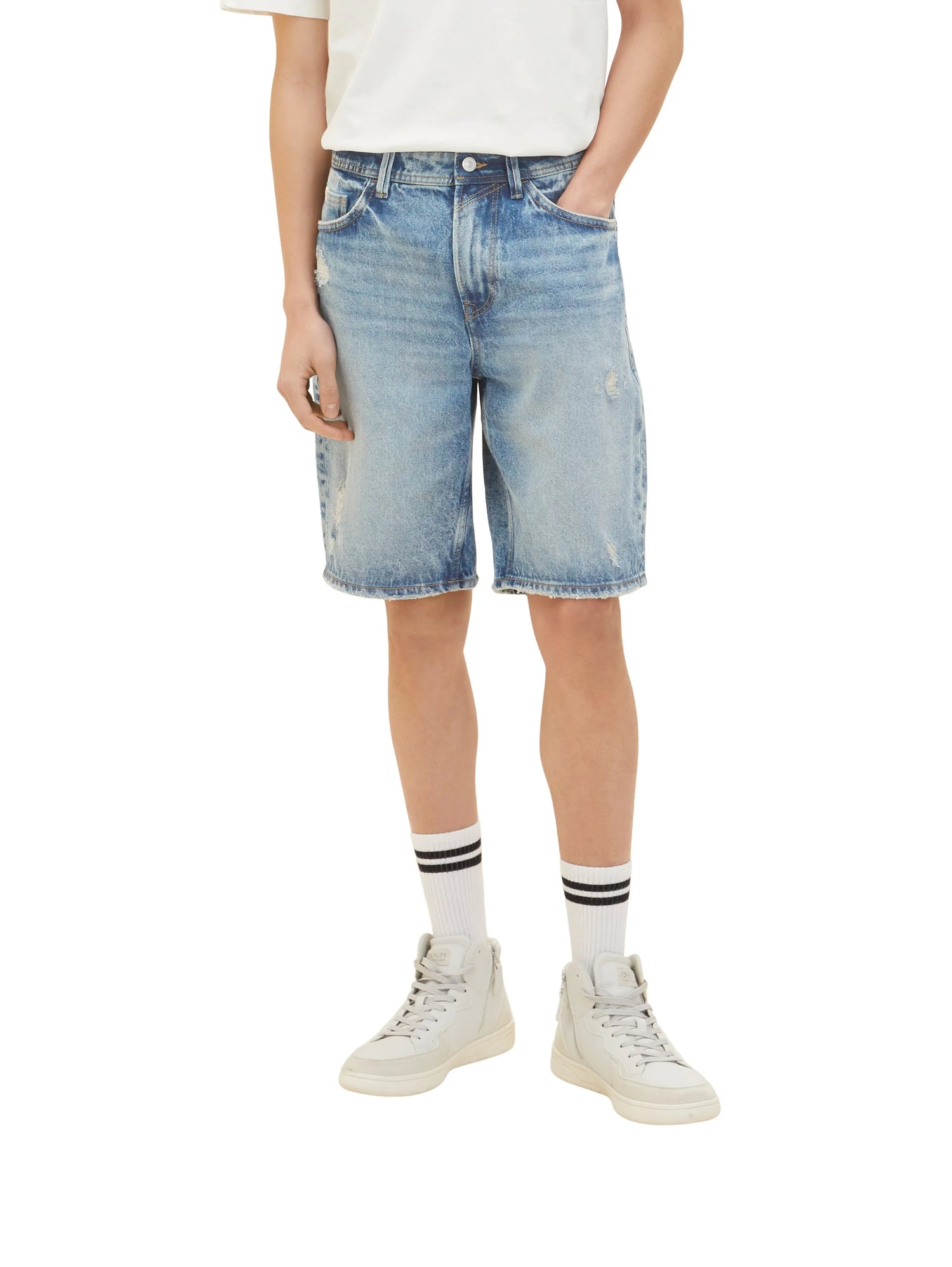 Denim Tom Tailor Destroyed Light Stone Blue Den Men Denim Shorts SKU: 1035518_10122 Image 01