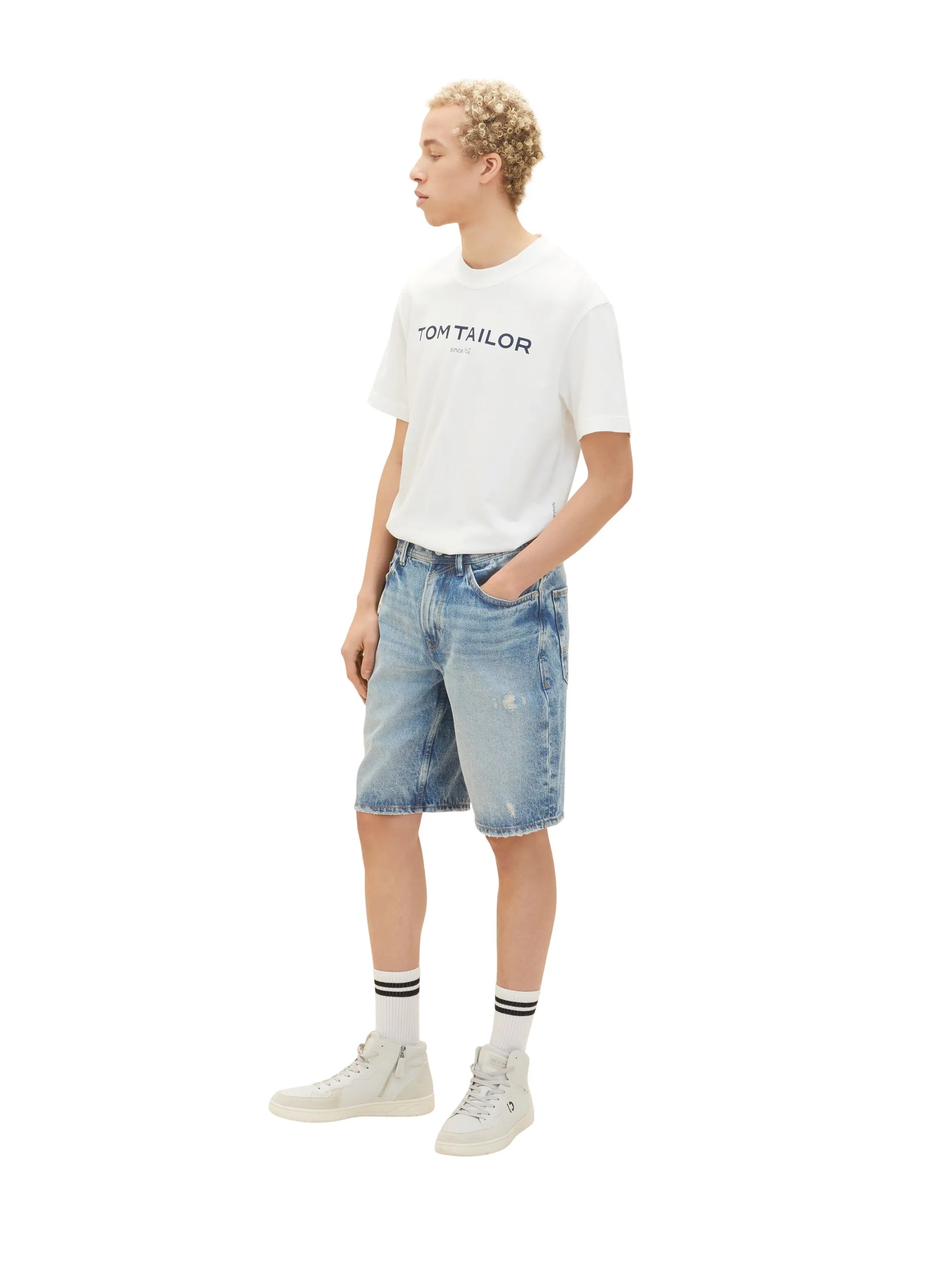 Denim Tom Tailor Destroyed Light Stone Blue Den Men Denim Shorts SKU: 1035518_10122 Image 02