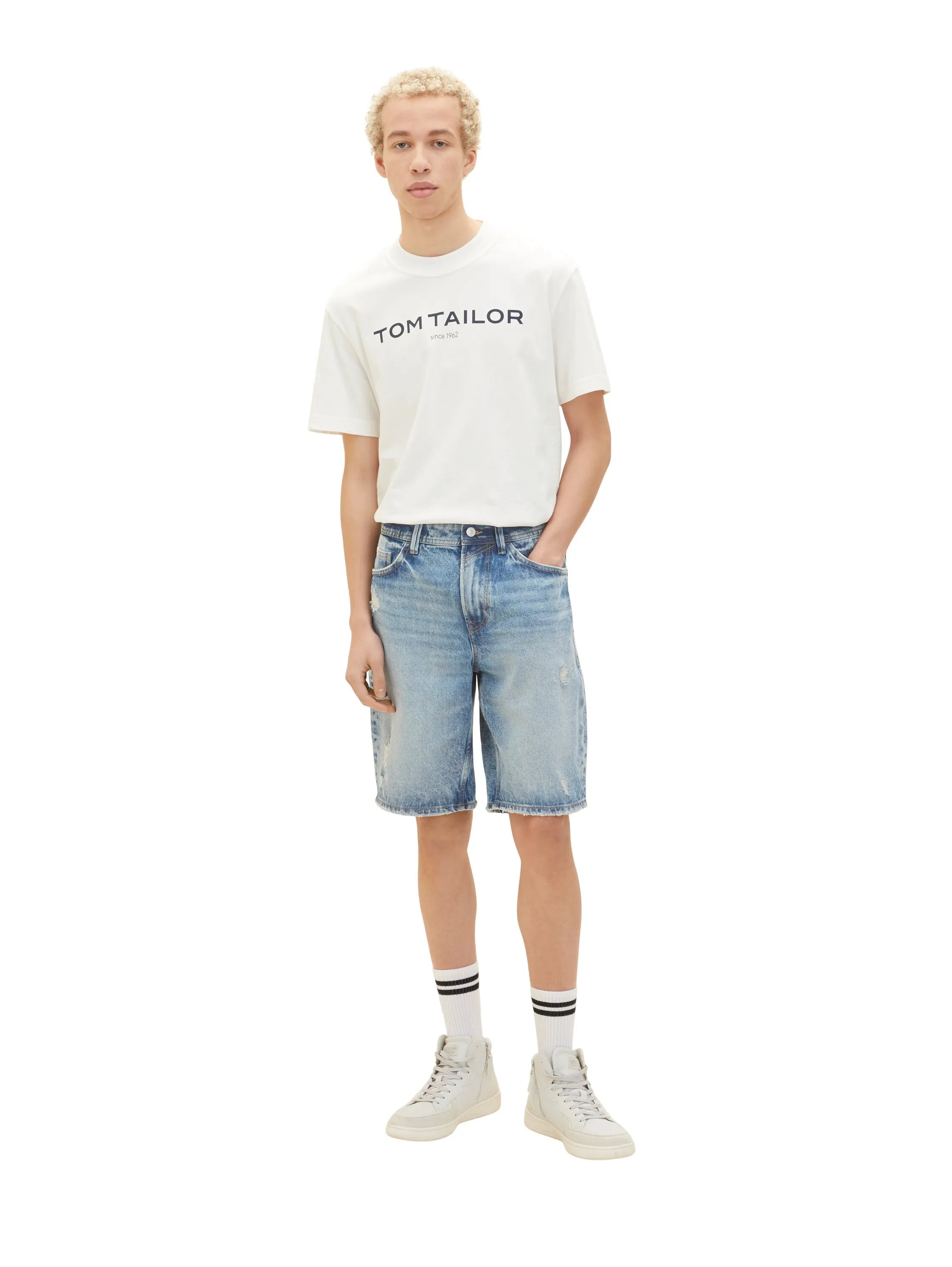 Denim Tom Tailor Destroyed Light Stone Blue Den Men Denim Shorts SKU: 1035518_10122 Image 05
