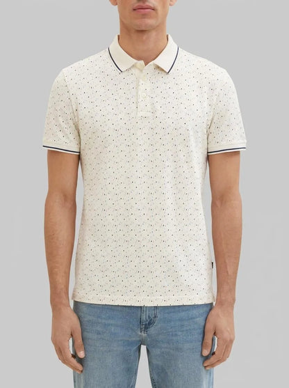 Tom Tailor Off White Multicolor Design Men Patterned Polo Shirt SKU: 1035521_31266 Image 00