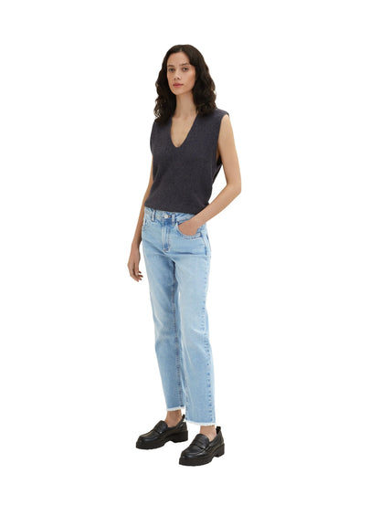 Tom Tailor Light Stone Blue Denim Women Kate Vintage Jeans with Belt Loops SKU: 1035523_10142 Image 03