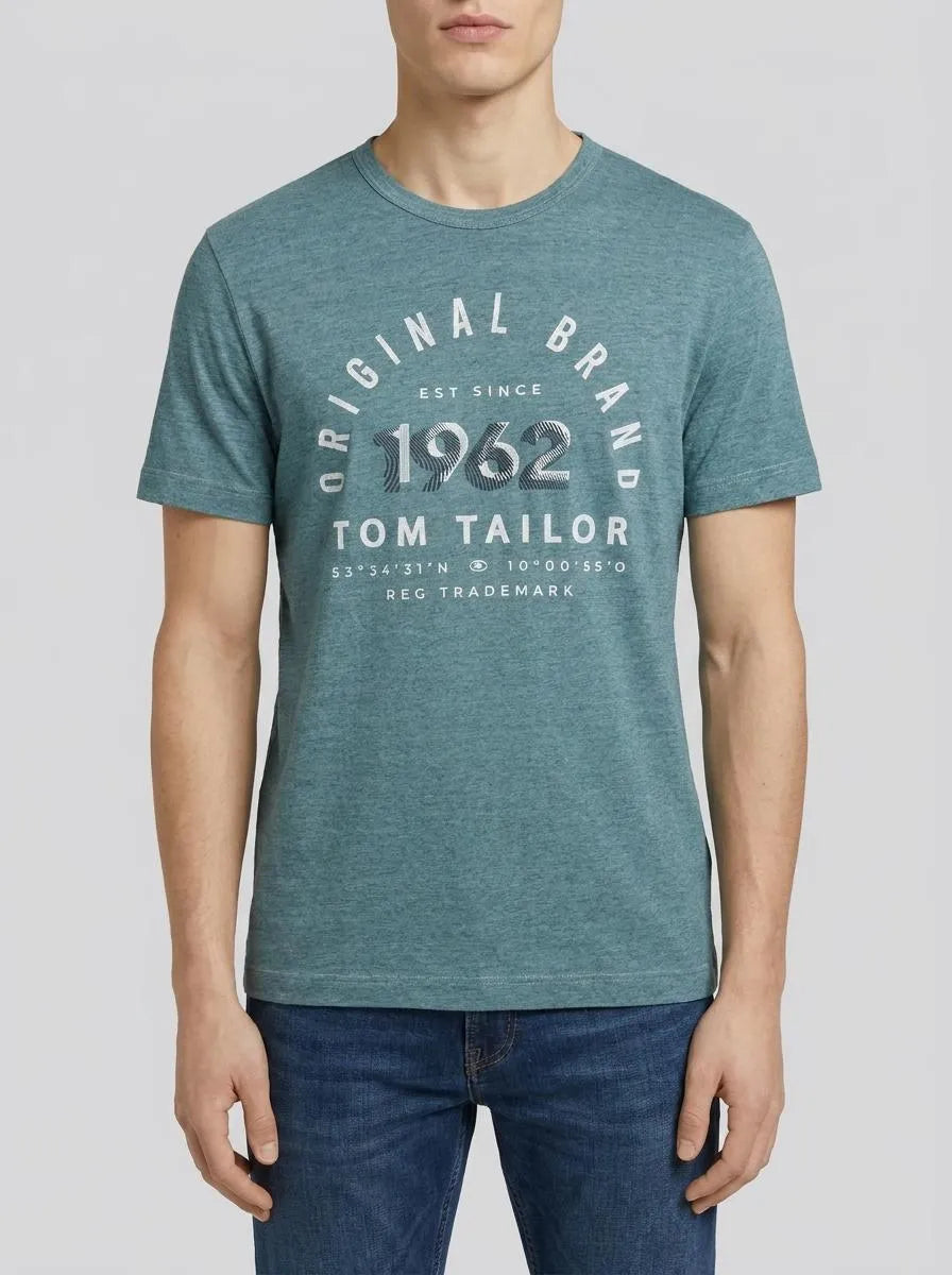 Tom Tailor Navy Blue Stone Fine Stripe Men T-Shirt with a Print SKU: 1035549_32011 Image 00