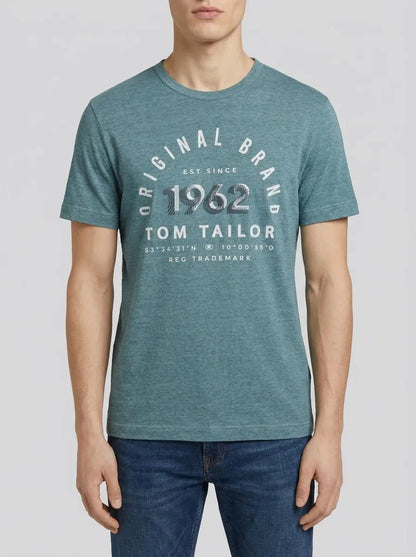 Tom Tailor Navy Blue Stone Fine Stripe Men T-Shirt with a Print SKU: 1035549_32011 Image 00